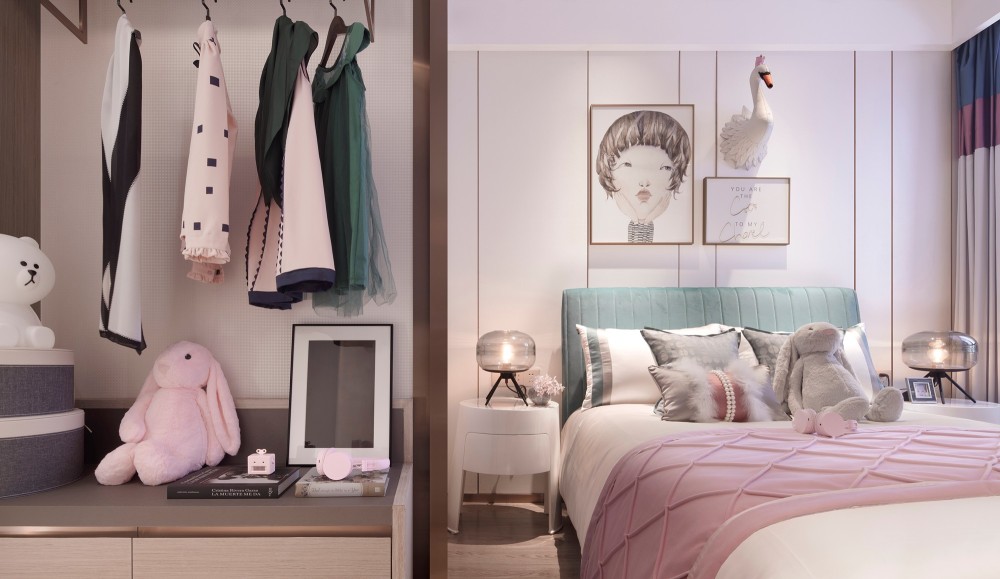 輕奢風(fēng)格室內(nèi)家裝案例效果圖-女孩房 輕奢風(fēng)格室內(nèi)家裝案例效果圖-女孩房