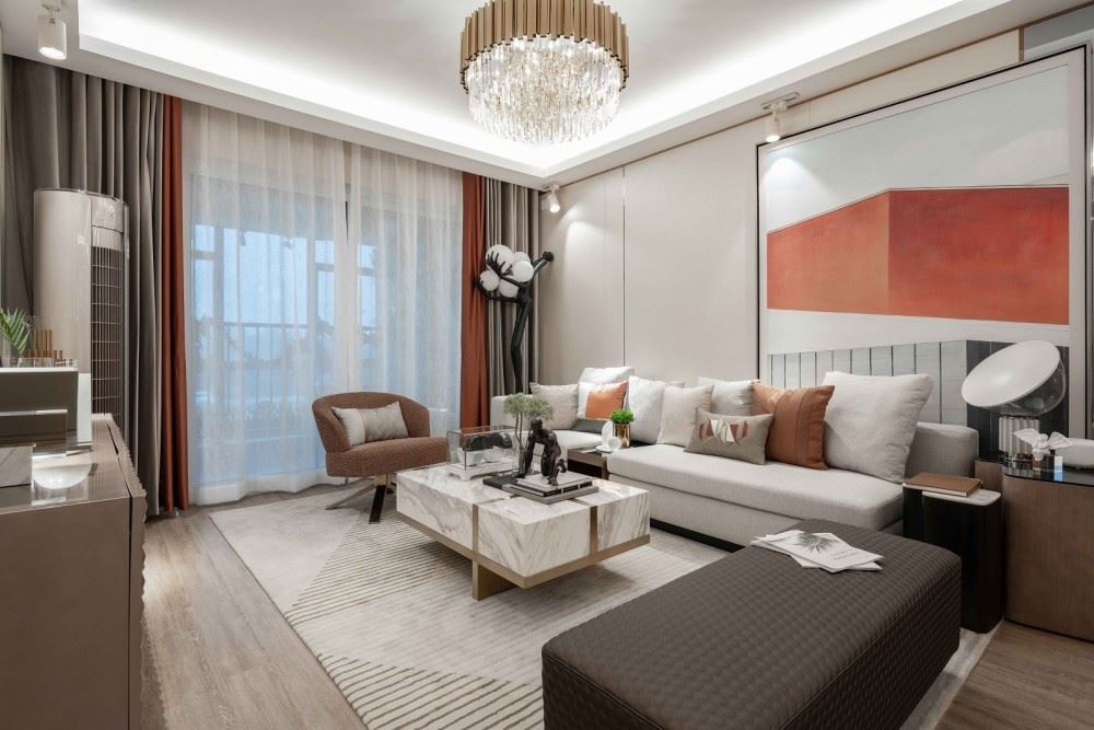 江門市天鵝灣輕奢風(fēng)格三居室裝修案例