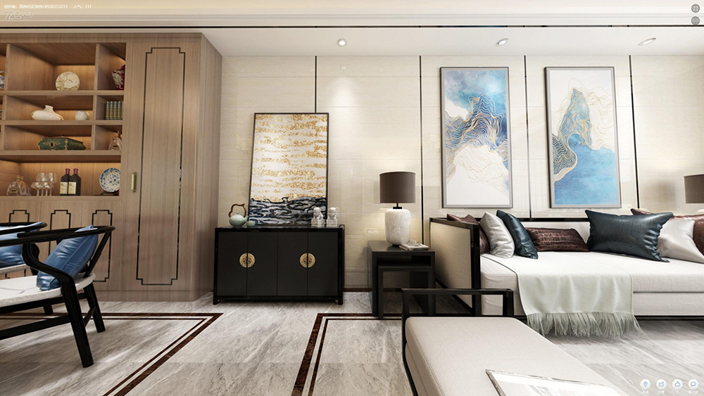 新中式風(fēng)格室內(nèi)裝修效果圖-佛山萬科城三居125平米-沙發(fā)背景墻 新中式風(fēng)格室內(nèi)裝修效果圖-佛山萬科城三居125平米-沙發(fā)背景墻