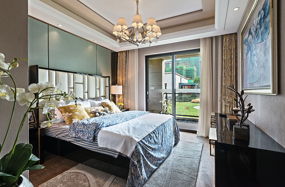 新中式風格室內(nèi)裝修設計效果圖-恒大西江天悅平層195平米-室內(nèi)裝修設計主臥 新中式風格室內(nèi)裝修設計效果圖-恒大西江天悅平層195平米-室內(nèi)裝修設計主臥