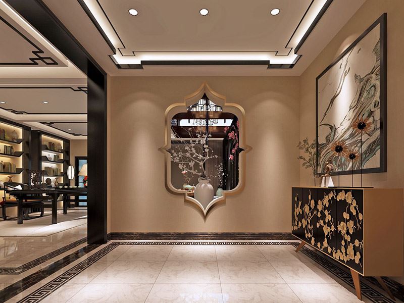 自貢市綠地新里城新中式風(fēng)格別墅裝修案例