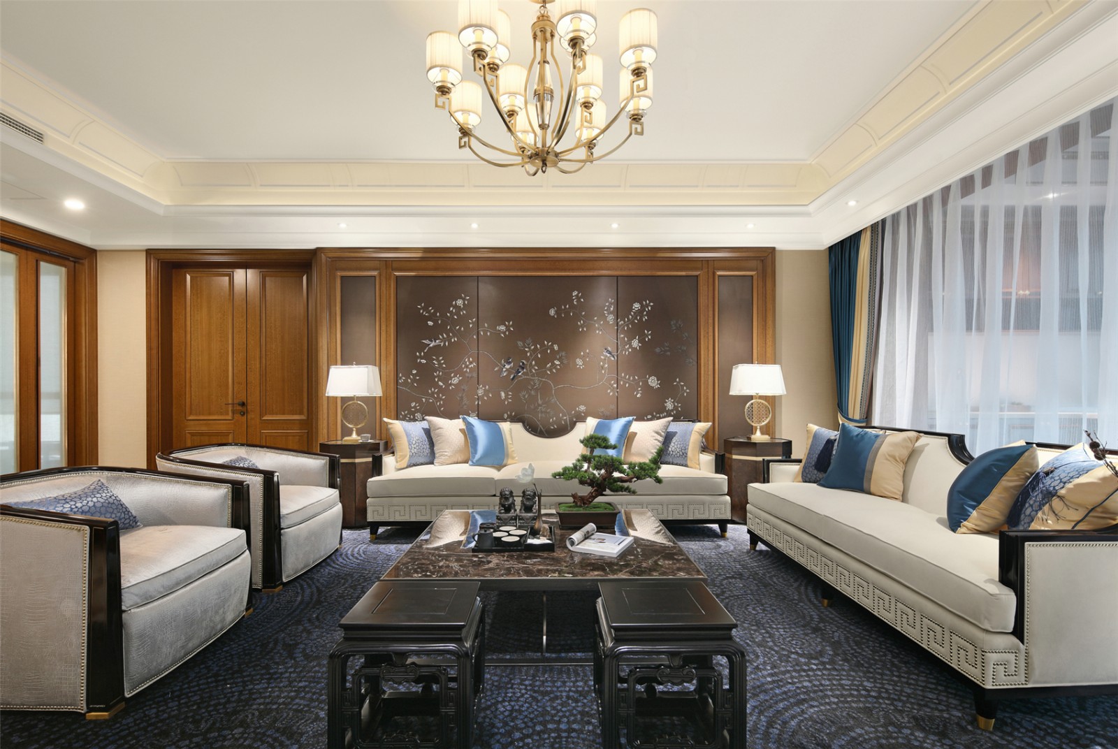 新中式風格家裝設計平層室內(nèi)裝修效果圖-客廳 新中式風格家裝設計平層室內(nèi)裝修效果圖-客廳