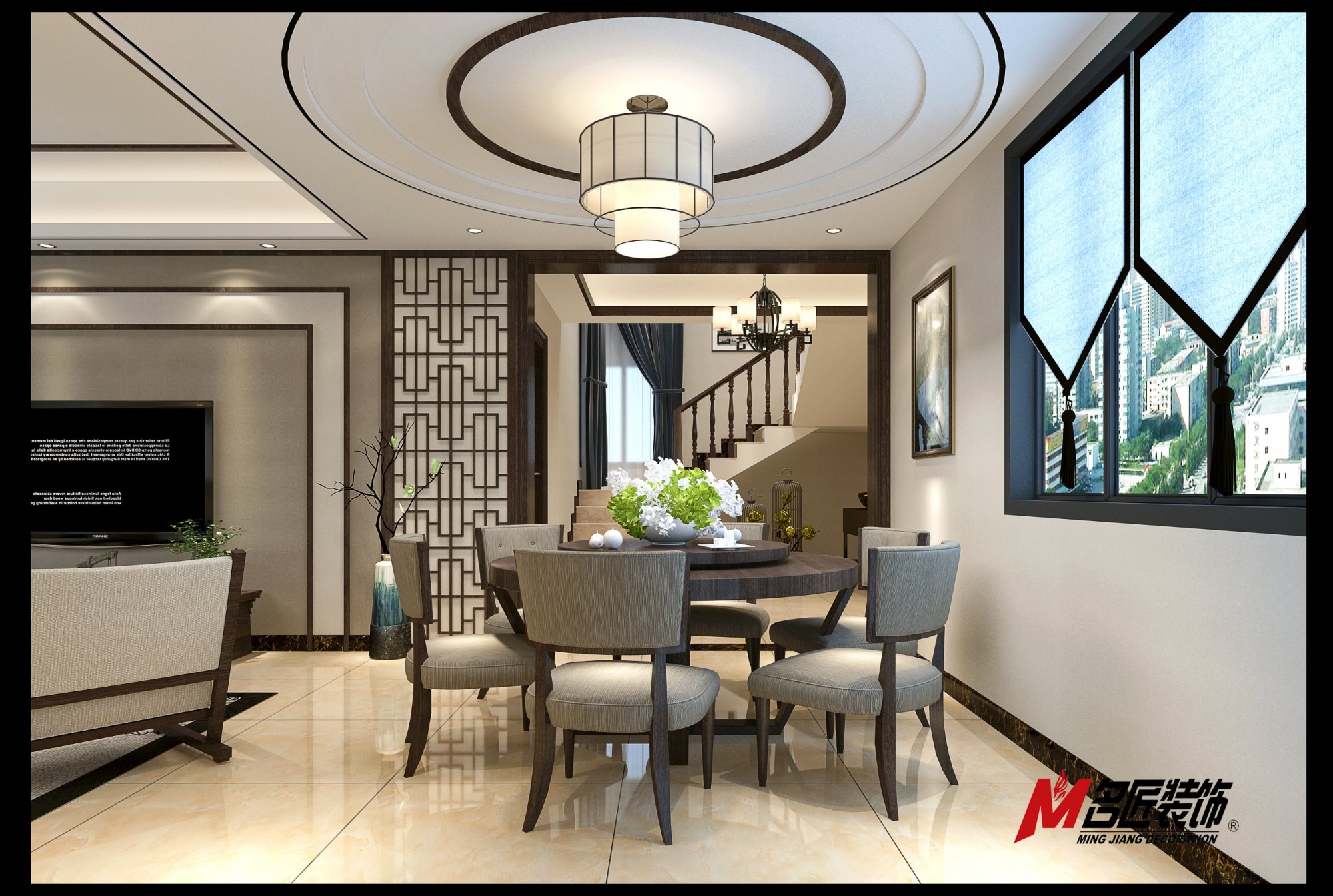 無錫市融創(chuàng)玉蘭公館新中式風格復式裝修案例