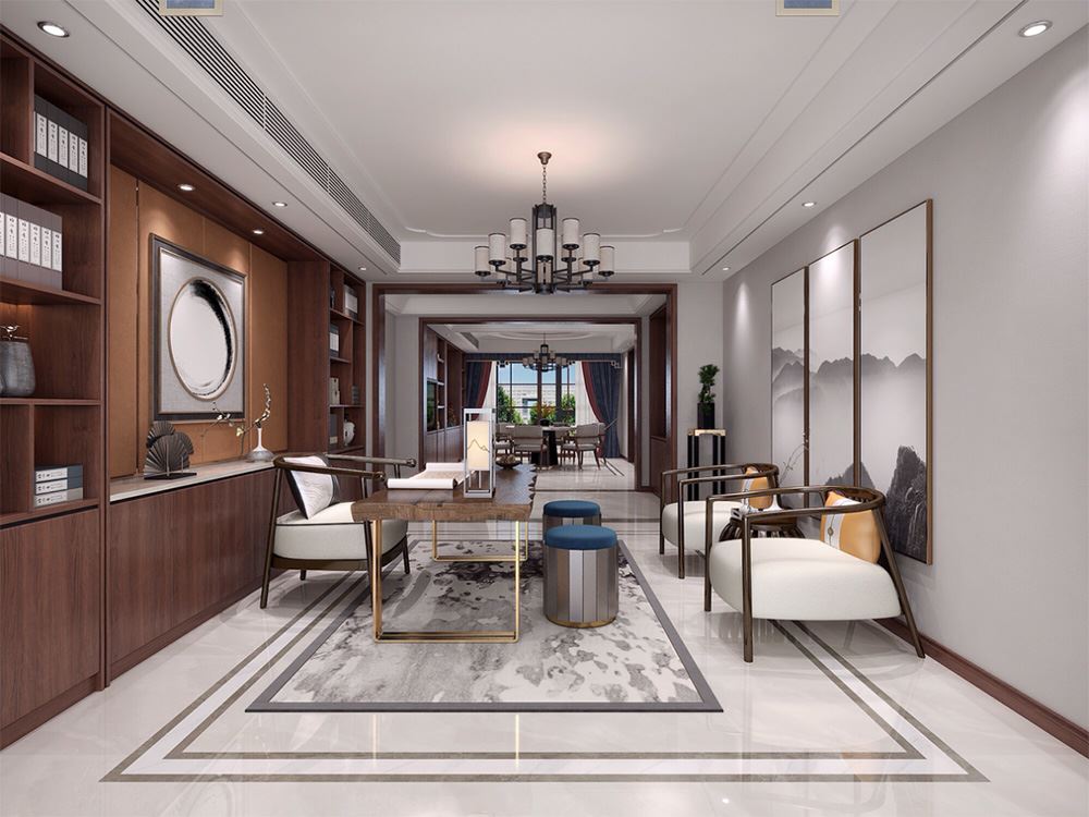 連云港市中茵名都新中式風(fēng)格別墅裝修案例