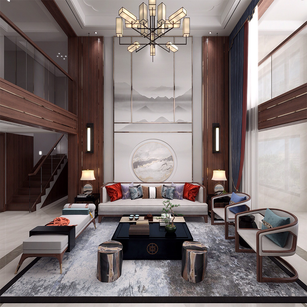 新中式別墅大宅裝修設(shè)計-客廳 新中式別墅大宅裝修設(shè)計-客廳