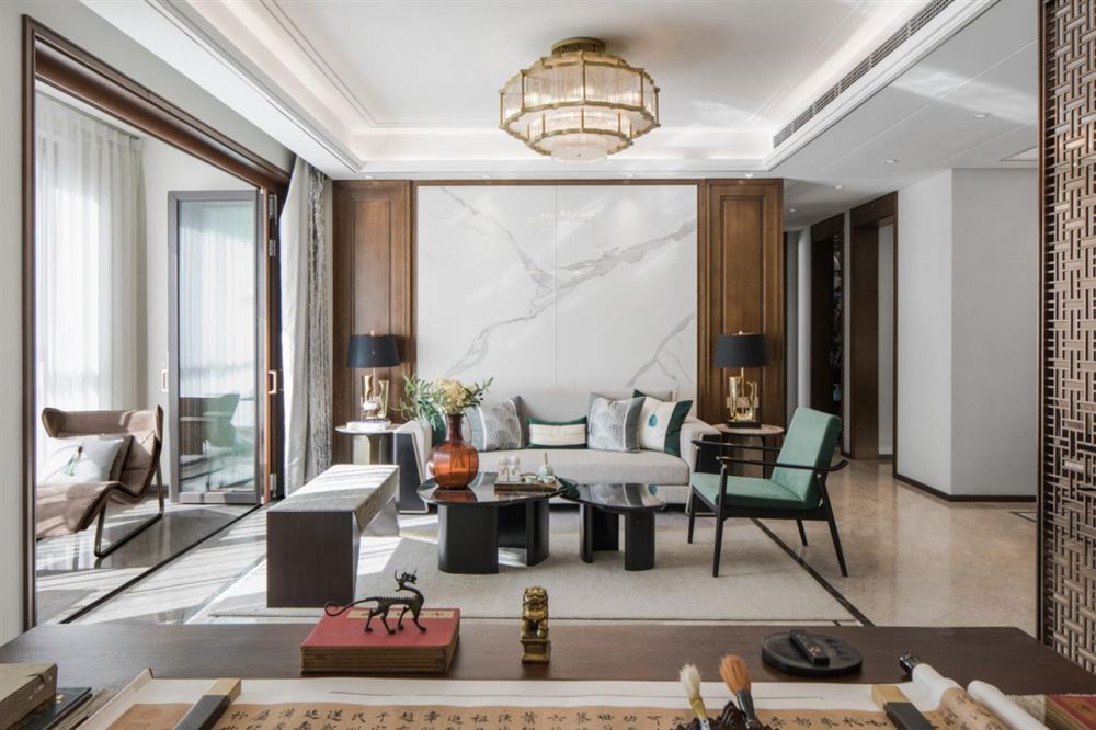 江門市江灣一品新中式風(fēng)格三居室裝修案例