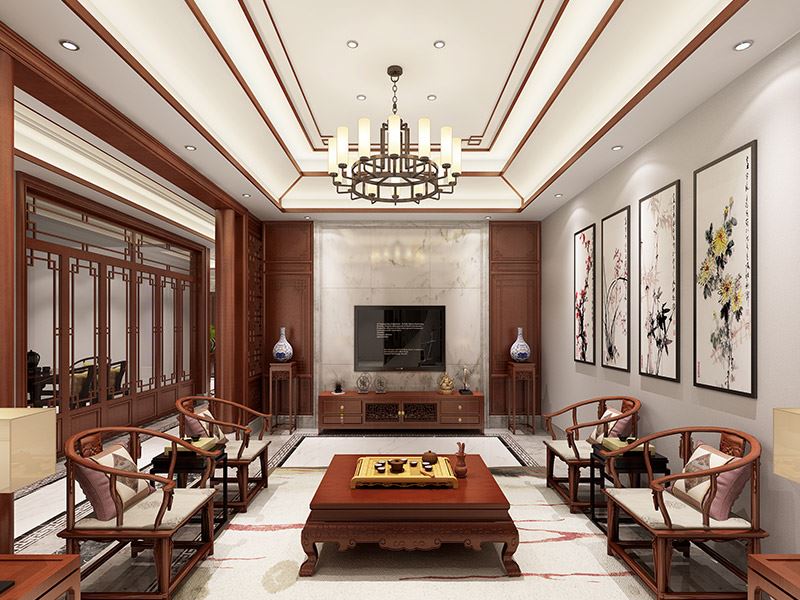 常州市龍洲伊都新中式風(fēng)格別墅裝修案例