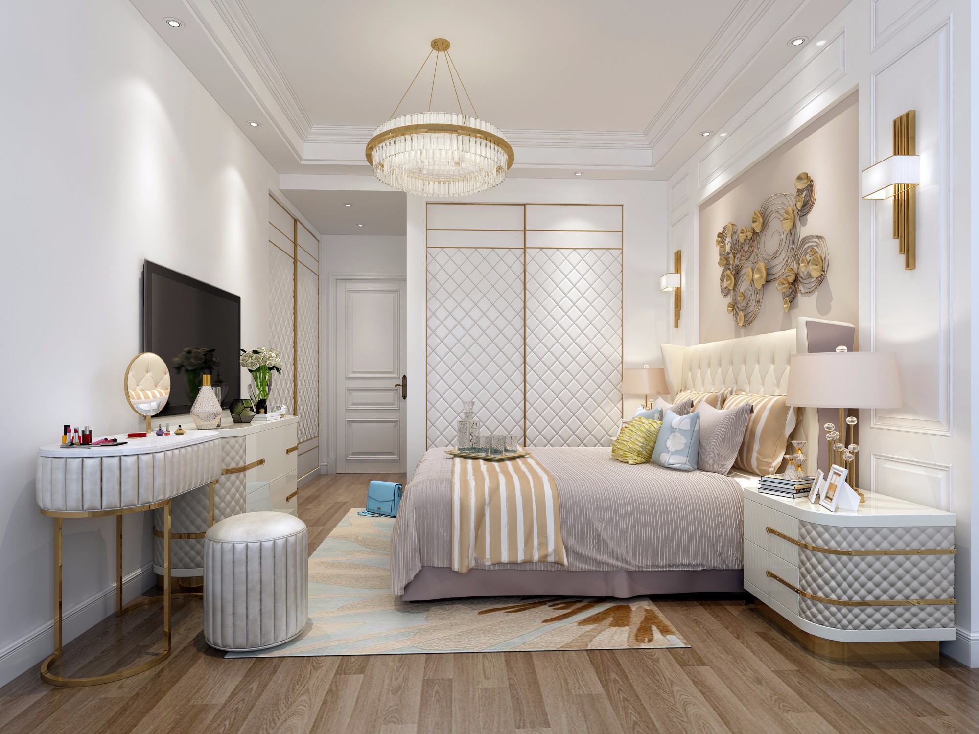 現(xiàn)代前衛(wèi)風(fēng)格室內(nèi)裝修效果圖-綠地緹香公館三居121平米-臥室 現(xiàn)代前衛(wèi)風(fēng)格室內(nèi)裝修效果圖-綠地緹香公館三居121平米-臥室