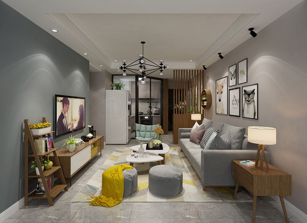 臺(tái)州市鉑金家園北歐風(fēng)格二居室裝修案例