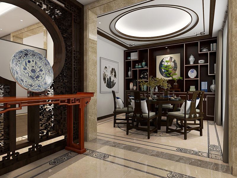 佛山市海倫堡&middot;美的&middot;玖悅府新中式風(fēng)格別墅裝修案例