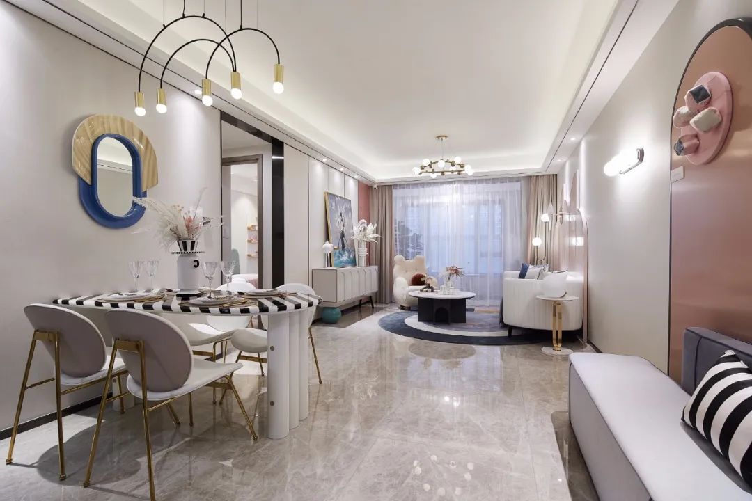 輕奢莫蘭迪風格室內(nèi)設(shè)計家裝案例-餐廳