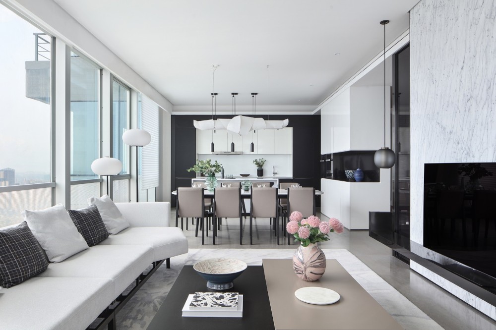 簡約黑白灰風格室內(nèi)設計家裝案例-客餐廳 簡約黑白灰風格室內(nèi)設計家裝案例-客餐廳