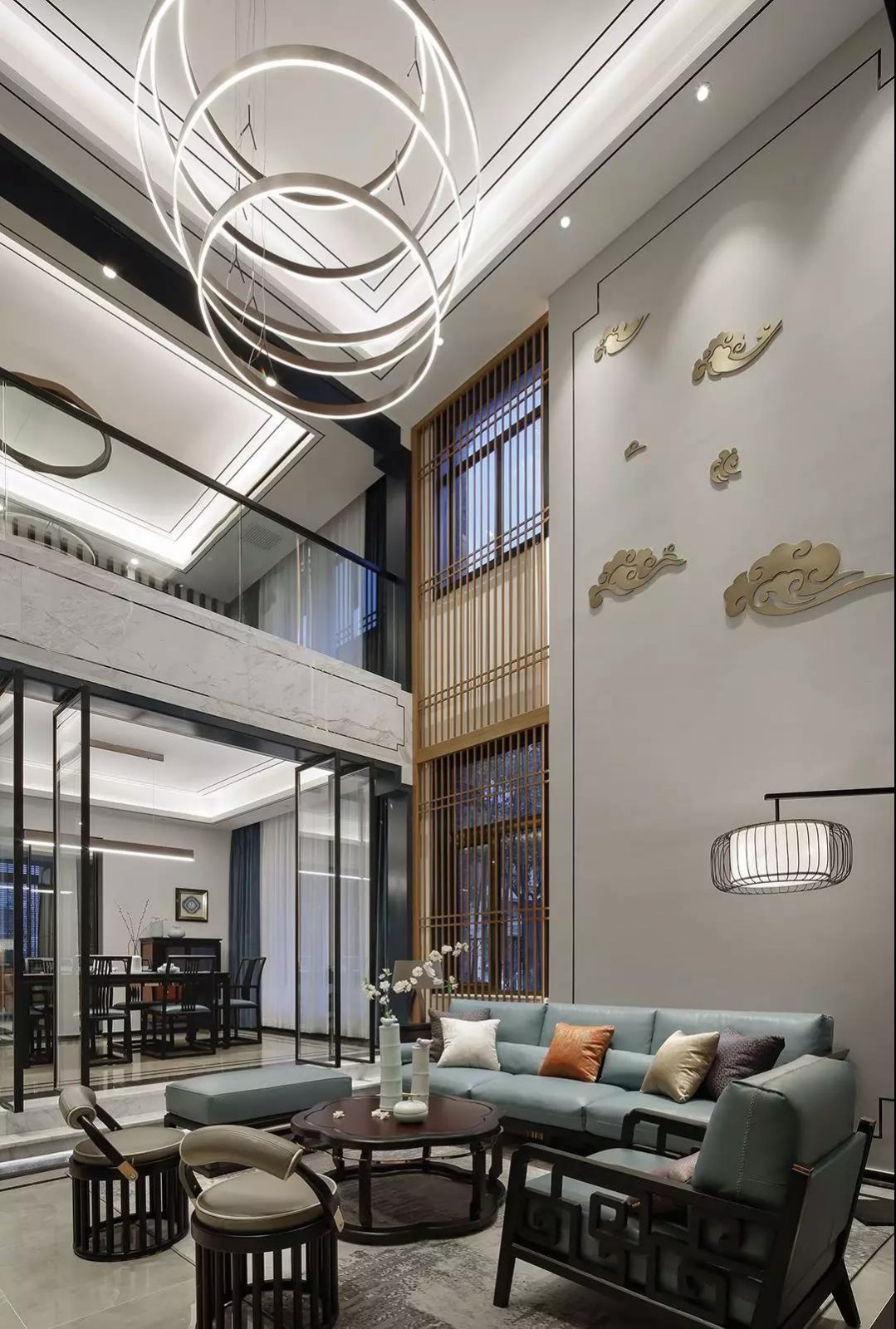 裝修公司新中式風(fēng)格別墅裝修效果圖-客廳天花 裝修公司新中式風(fēng)格別墅裝修效果圖-客廳天花