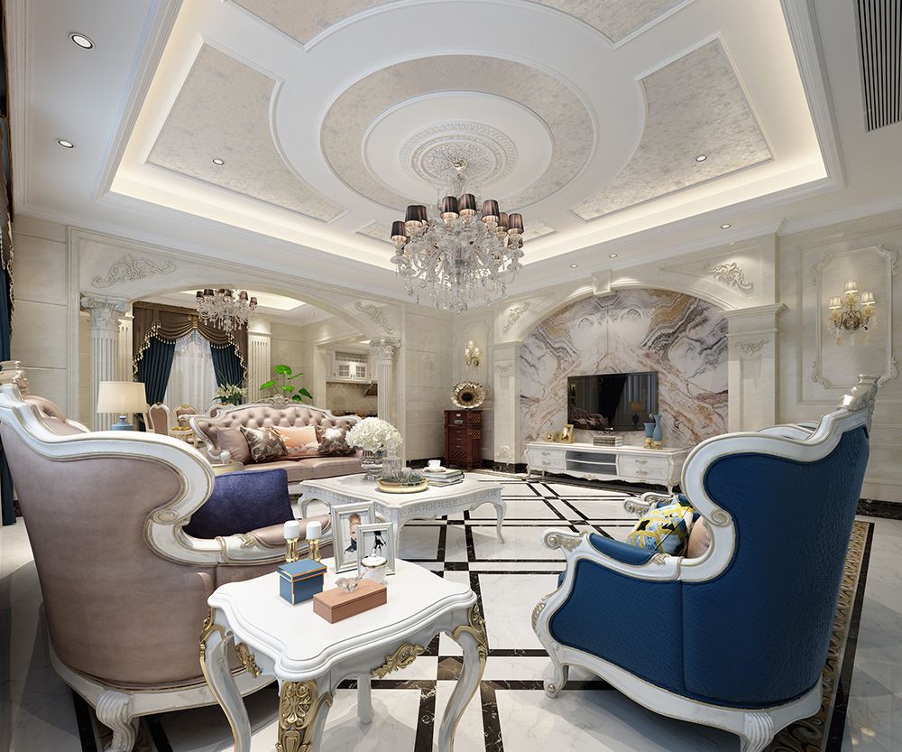 青島市魯信長春花園商住樓歐式風(fēng)格三居室裝修案例