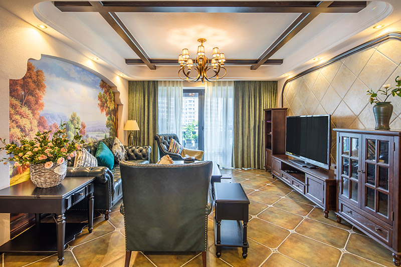 保利壹號公館美式室內(nèi)設(shè)計三居125平米風格裝修案例-客廳 保利壹號公館美式室內(nèi)設(shè)計三居125平米風格裝修案例-客廳