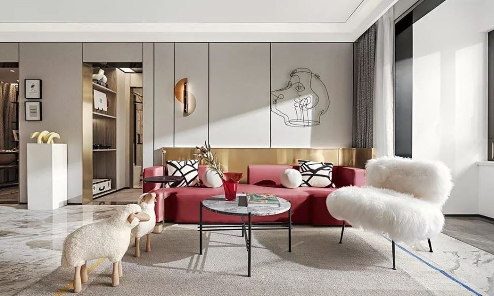 江門市金匯城市廣場輕奢風(fēng)格三居室裝修案例