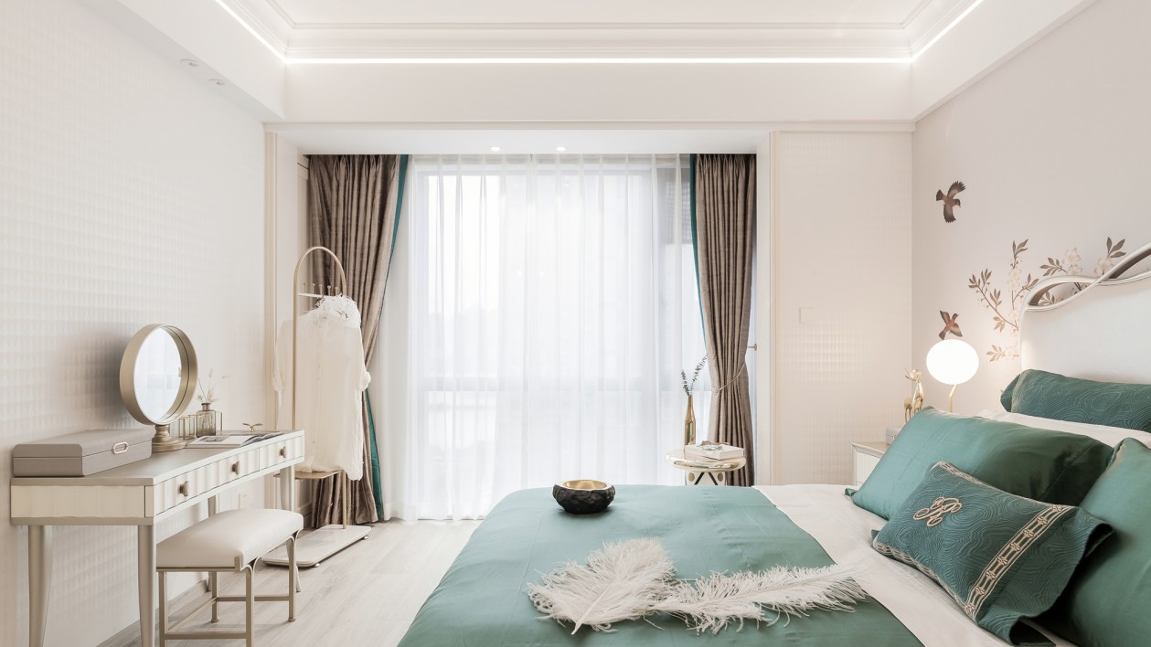 輕奢歐式風格室內家裝案例效果圖-臥室 輕奢歐式風格室內家裝案例效果圖-臥室