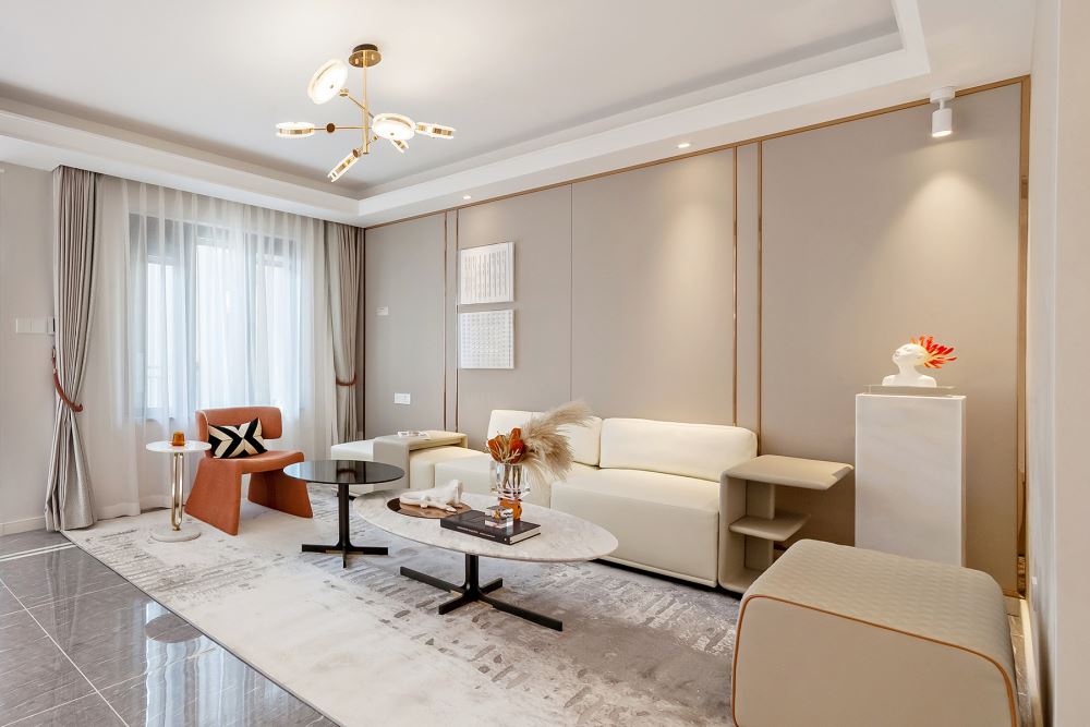 江門市天鵝灣輕奢風(fēng)格三居室裝修案例