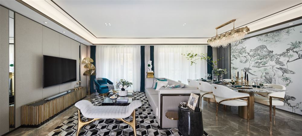 自貢市藍(lán)鷹海岸新中式風(fēng)格四居室裝修案例