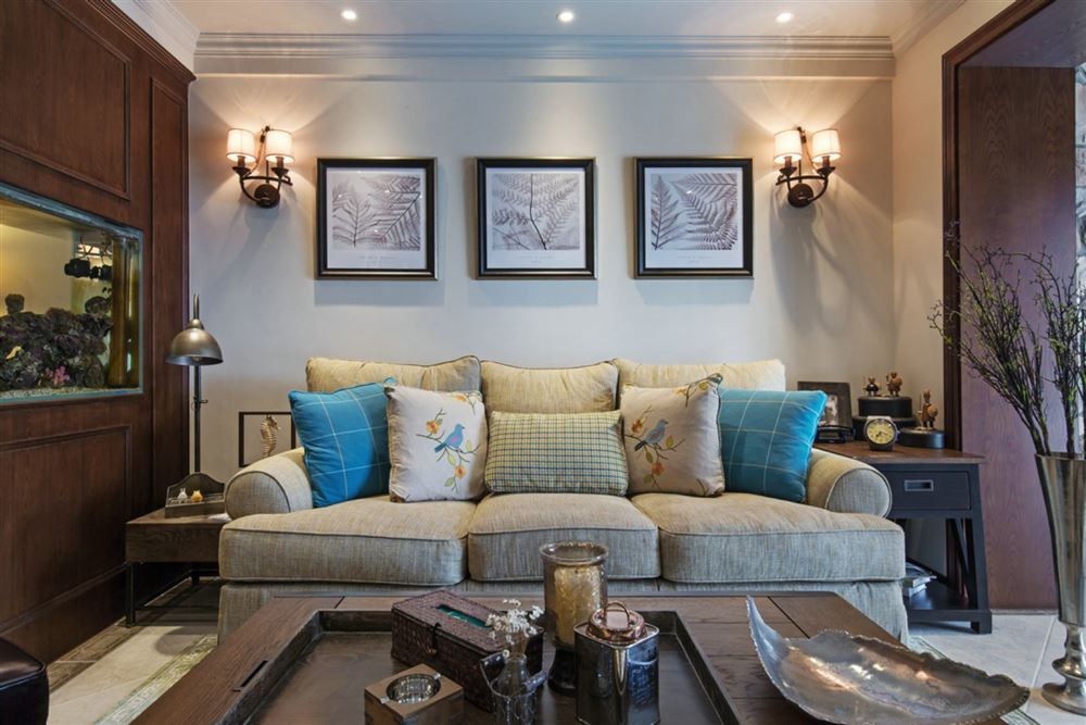 北海市榮和&middot;銀灘藍(lán)灣美式風(fēng)格四居室裝修案例