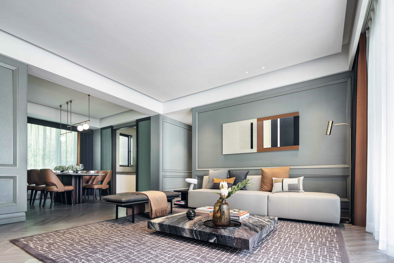 現(xiàn)代輕奢風(fēng)格室內(nèi)家裝案例效果圖-客餐廳 現(xiàn)代輕奢風(fēng)格室內(nèi)家裝案例效果圖-客餐廳