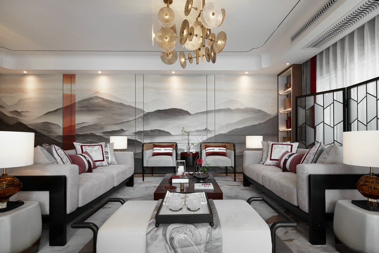 新中式風(fēng)格室內(nèi)家裝案例效果圖-客廳 新中式風(fēng)格室內(nèi)家裝案例效果圖-客廳