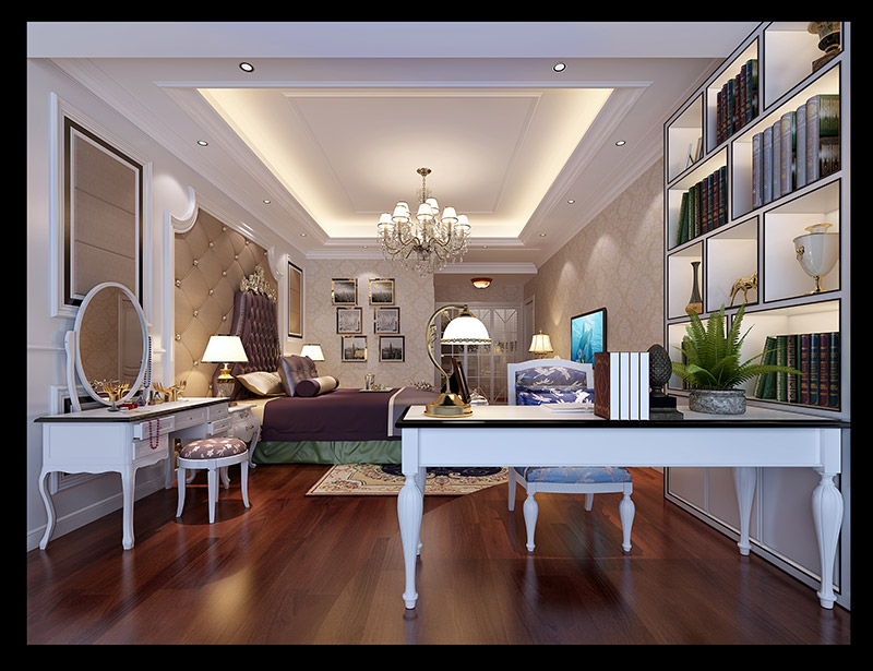 歐式風格室內(nèi)裝修設計效果圖-東湖洲花園四居160平米-室內(nèi)裝修設計主臥