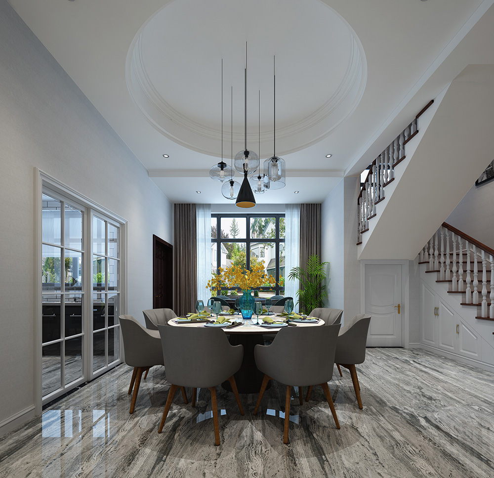 裝修公司現(xiàn)代簡(jiǎn)約風(fēng)格別墅裝修效果圖-餐廳