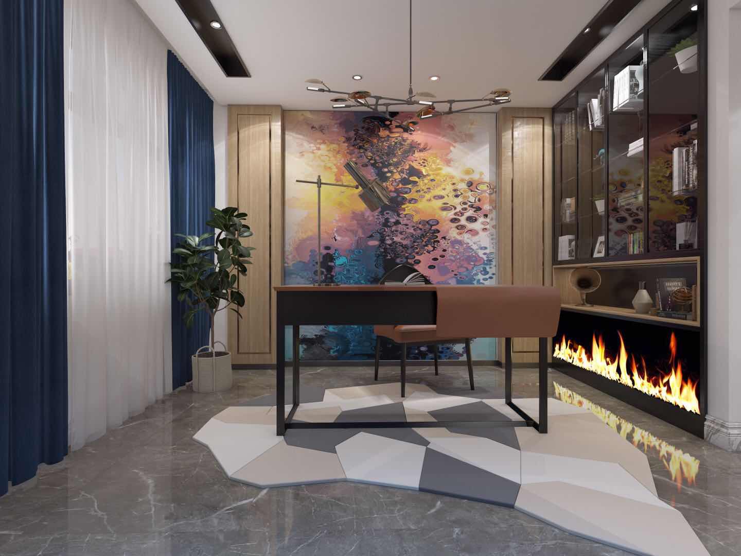 現(xiàn)代前衛(wèi)風(fēng)格別墅裝修效果圖-悠然南山別墅280平米-書房 現(xiàn)代前衛(wèi)風(fēng)格別墅裝修效果圖-悠然南山別墅280平米-書房