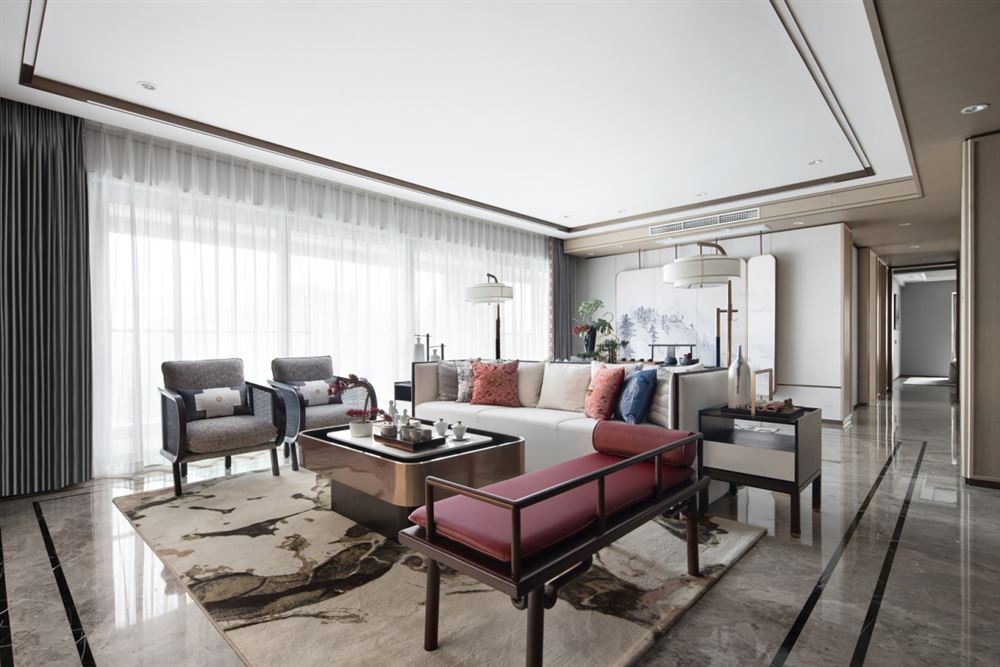 江門市寶翠園新中式風格三居室裝修案例