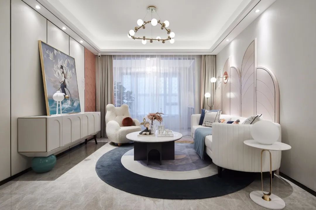 輕奢莫蘭迪風格室內(nèi)設(shè)計家裝案例-客廳
