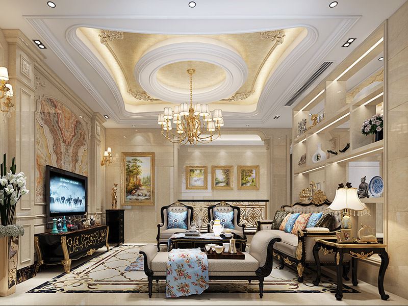 泰州市長江玫瑰園別墅小區(qū)歐式風(fēng)格別墅裝修案例