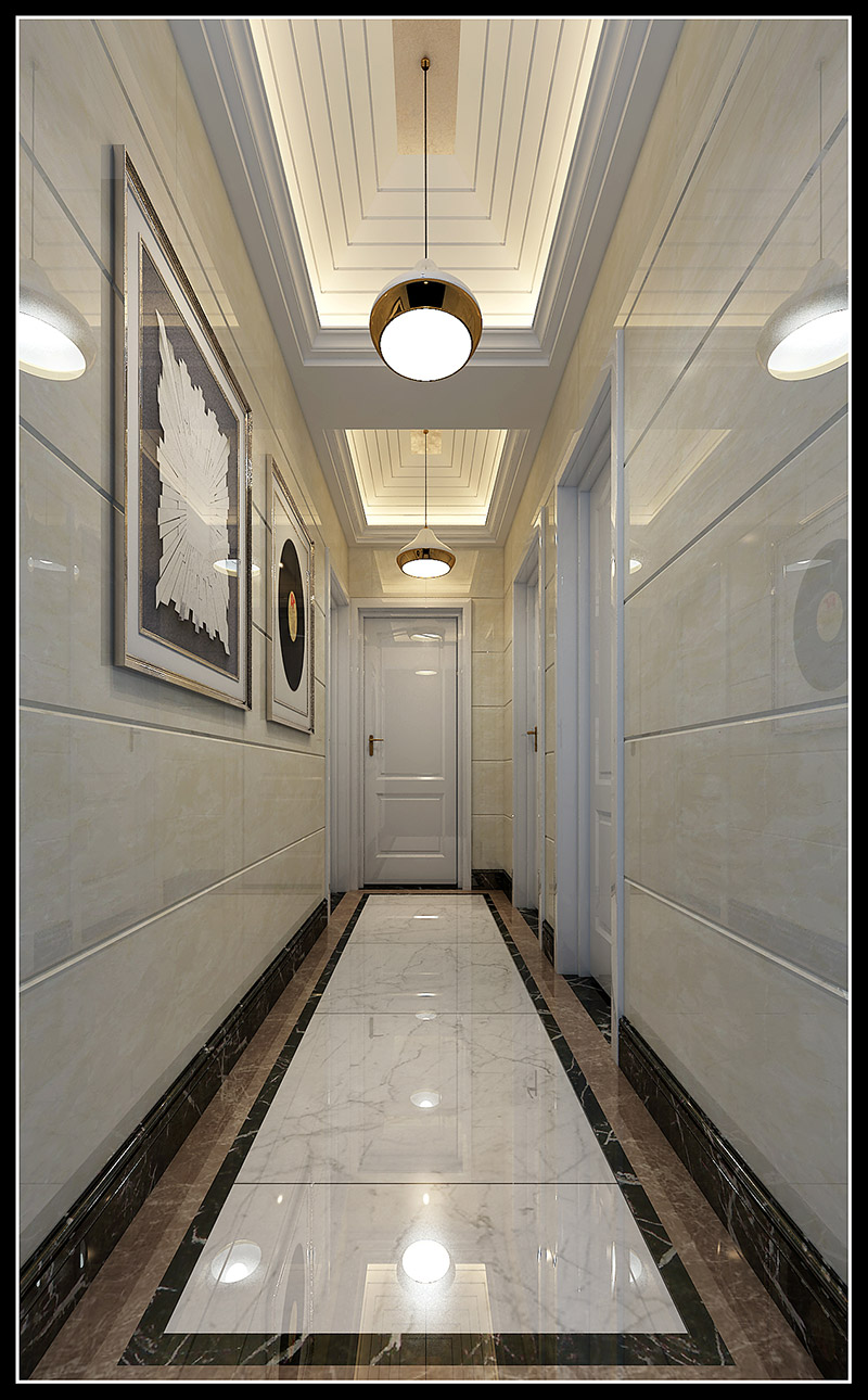 歐式風格室內(nèi)裝修設計效果圖-東湖洲花園四居160平米-室內(nèi)裝修設計走廊