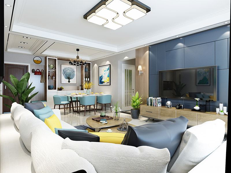 泰州市濱江國際現(xiàn)代簡約風格三居室裝修案例