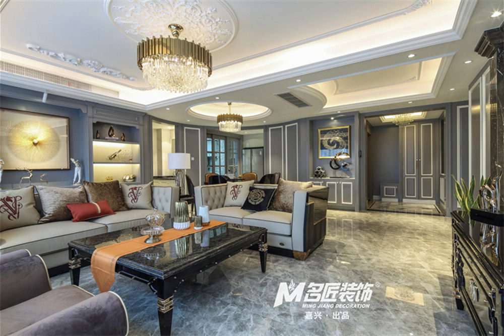 嘉興市嘉善萬(wàn)聯(lián)城輕奢風(fēng)格三居室裝修案例