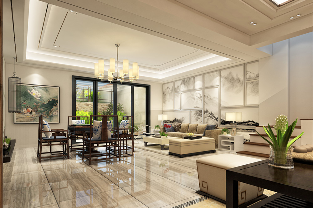 惠州市中天彩虹城新中式風格別墅裝修案例