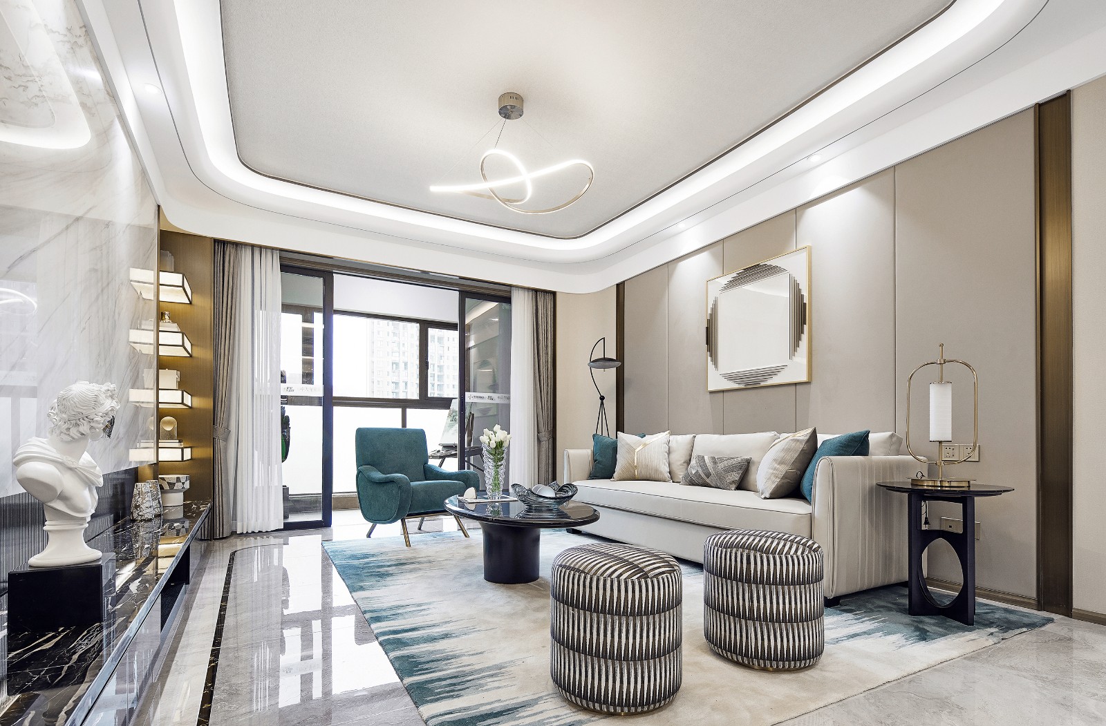 廣州市奧園灣區(qū)智谷輕奢風(fēng)格三居室裝修案例