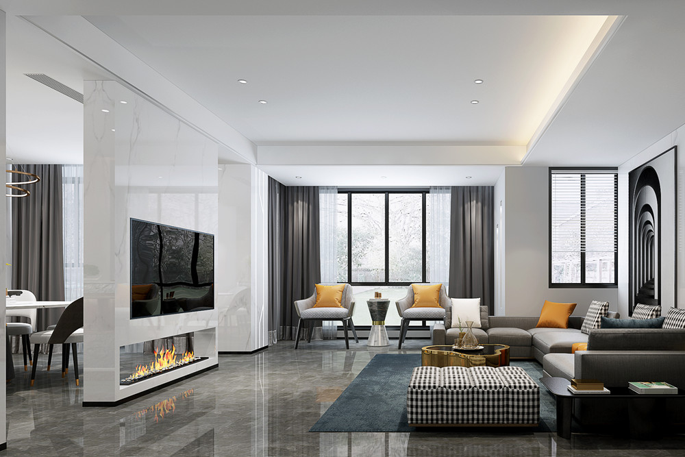 嘉興市嘉業(yè)陽光城現(xiàn)代簡約風格復式裝修案例