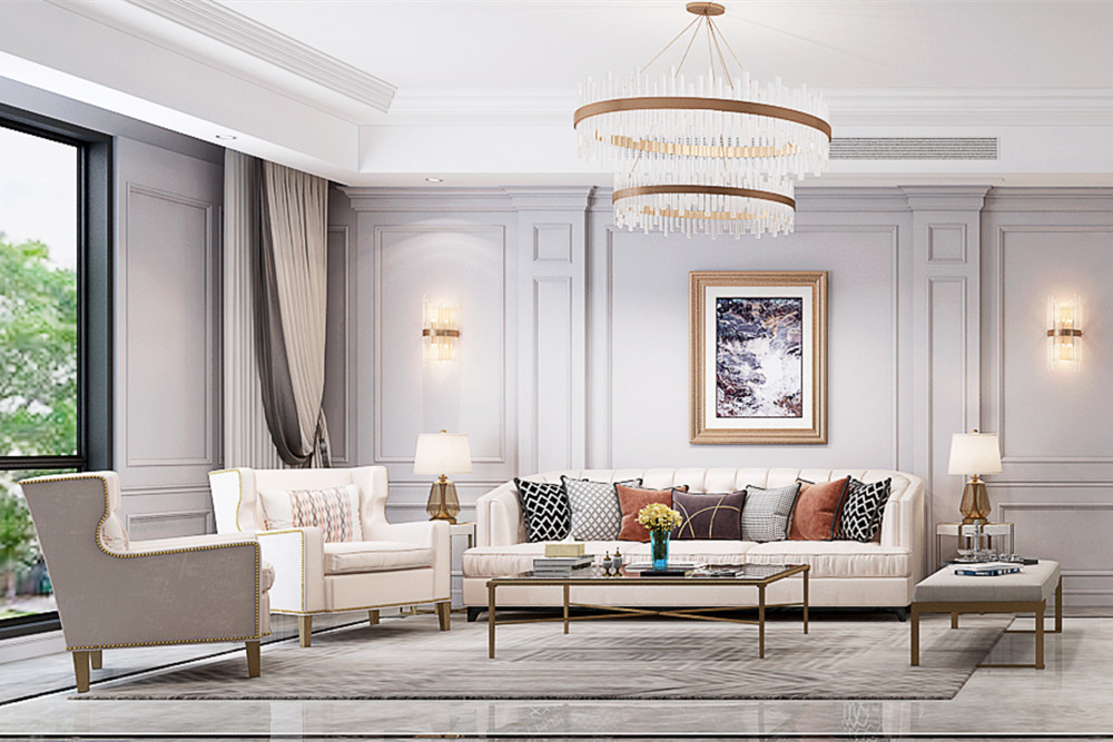 嘉興101-200平米美式風(fēng)格云間綠大地裝修設(shè)計效果圖