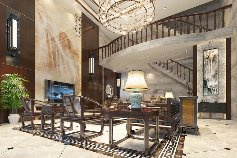 韶關(guān)市中核錦苑新中式風(fēng)格別墅裝修案例