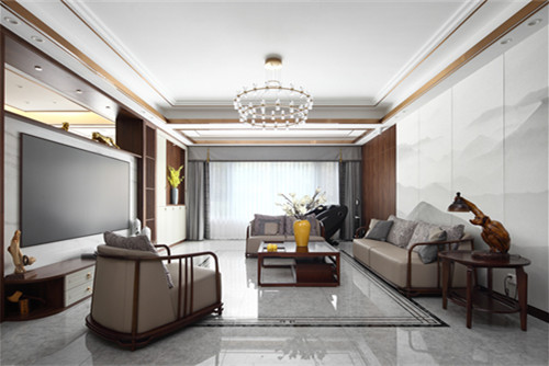 德陽(yáng)市雍錦坊新中式風(fēng)格三居室裝修案例
