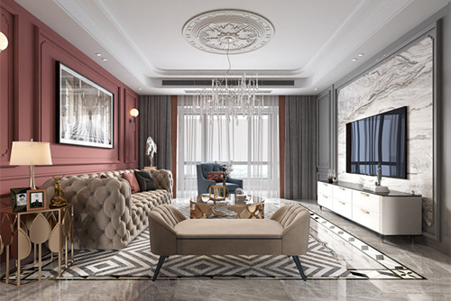 淮安市奧體國際星城輕奢風(fēng)格三居室裝修案例