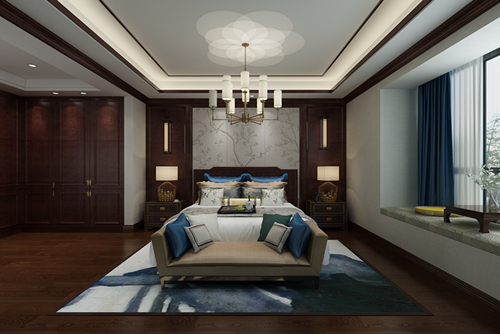 百色市鼎江現(xiàn)代城新中式風(fēng)格四居室裝修案例