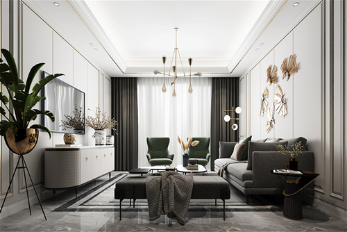 遂寧市城北濱江河畔輕奢風(fēng)格三居室裝修案例