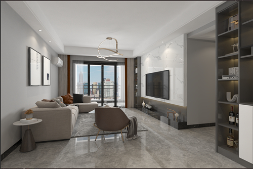 江門市鳳山水岸現(xiàn)代風(fēng)格三居室裝修案例