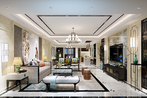 佛山市雅居樂萬象郡新中式風(fēng)格三居室裝修案例