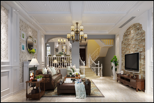 湖州市新黃浦&middot;花園名都美式風(fēng)格別墅裝修案例