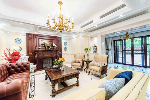 海口市綠城桃李春風美式風格別墅裝修案例