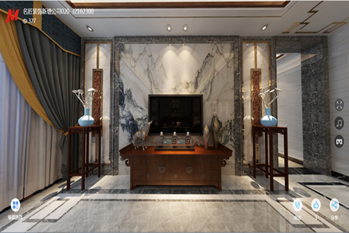 廣州市華景新城新中式風格五居室裝修案例