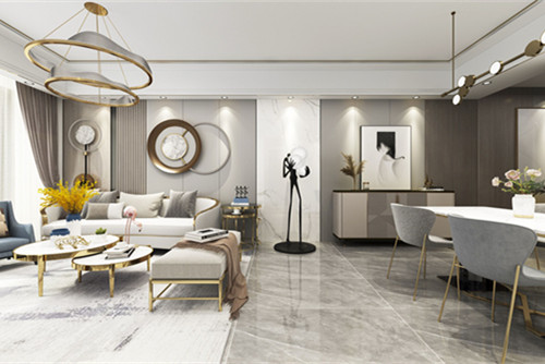 中山市麗豪花園輕奢風(fēng)格三居室裝修案例